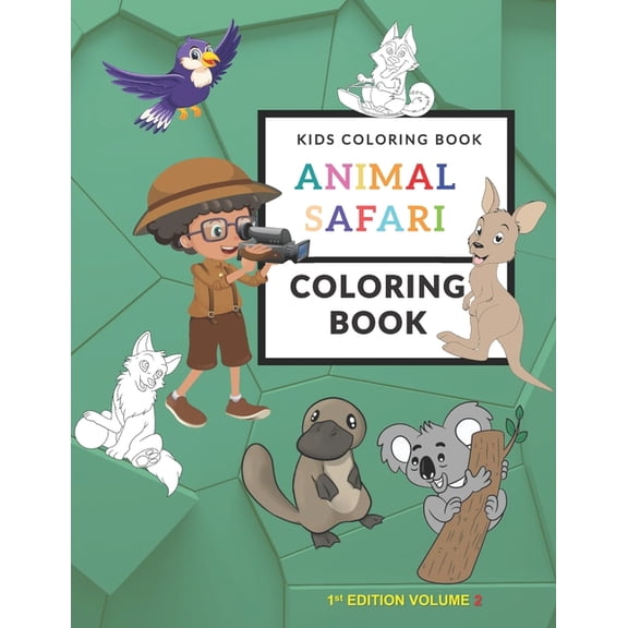 Kids Coloring Book Animal Safari Coloring Book Volume 2, (Paperback)