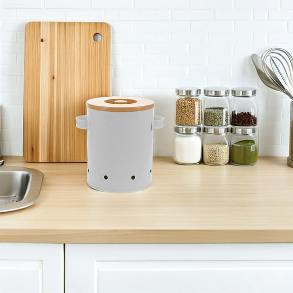 MLINS Vegetable Storage Bin For Potatoes Onions Garlic Kitchen Storage Canister With Bamboo Lid Keeps Vegetables Fresh Space Saving Kitchen Organizer