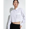 thumbnail image 3 of Cotton Buttoned Pocket Detail Long Sleece Crop Shirt, 3 of 6