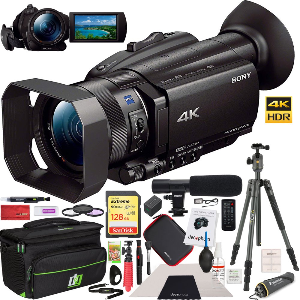 Sony FDRAX700/B 4K HDR Camcorder Bundle with 128GB Memory Card
