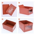 Unique Bargains Storage Cube Fabric Bin 1 Pc Collapsible Red 14.2x9.8x7