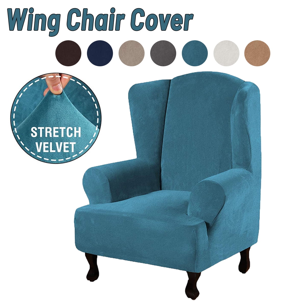 Velvet Super Soft Wing Chair Cover Waterproof Dustproof Stretch