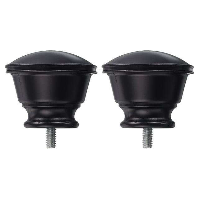 Unique Bargains 2Pack Decorative Curtain Rod Finials Drapery Rail Head Fit 5/8' Dia Rod (Black)