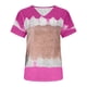 thumbnail image 4 of Fiudx Camisas de Mujer Moda Mujer Causal V-Cuello Impresión Blusa Manga Corta Camiseta Verano Tops, 4 of 5
