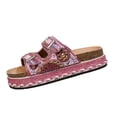 thumbnail image 2 of Big Buckle Sandals Women,Women's Sandals,Women Platform Sandals Rhinestone Beaded Pearl Double Buckle Bohemian Luxury Beach Summer Vacation Shoes 5cm Height Increasing Comfort Slides,Hot Pink,5.5, 2 of 6