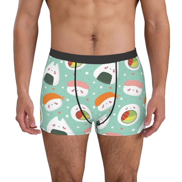 Balery Kawaii Sushi Calzoncillos bóxer para hombre, ropa interior de algodón suave y transpirable con cinturilla de nailon-Small