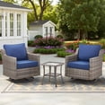 thumbnail image 2 of Bellefurn Outdoor Swivel Rocker Chairs Set of 2 with Table,Patio Wicker Swivel Glider Chairs High Back Patio Outdoor Rocking Chairs Patio Furniture Set for Porch Deck Backyard Garden, 2 of 10