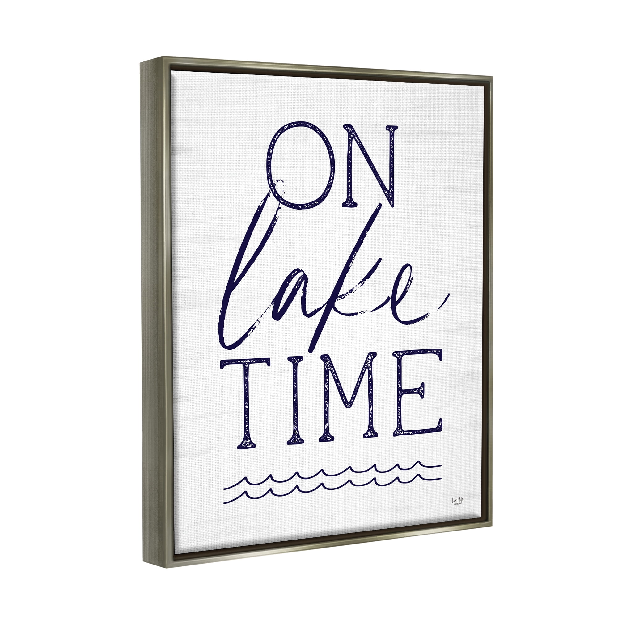 Stupell On Lake Time Water Waves Landscape Painting Gray Floater Framed Art Print Wall Art