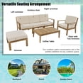 thumbnail image 5 of Harper & Bright Designs 6 Piece Outdoor Sectional Sofa Set, Acacia Wood Frame Patio Sectional Sofa Set with Coffee Table and Removable Cushion & Multi-Functional Ottoman for Garden Backyard, Beige, 5 of 14