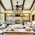 thumbnail image 2 of Parrot Uncle 52 Inch Farmhouse Black Ceiling Fan with Lights and Remote Control Chandelier Fans, 2 of 11