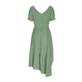 thumbnail image 6 of Aboser Cowgirl Western Dress for Women Vintage Lace Up Sundress Casual Puff Sleeve Cocktail Dresses High Low Irregular Hem Midi Dress Flowy Vacation Beach Dresses, 6 of 7