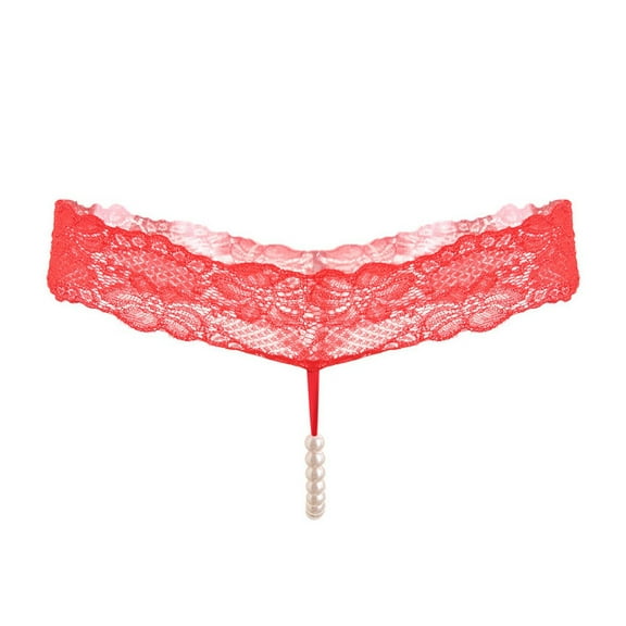 JOGGEIL Womens Underwear - Low Waist Open Crotch Women V-G - Lace Underwear - Breathable Slip Underpants Red