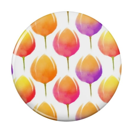 

Watercolor Tulip Pattern Kitchen Refrigerator Locker Button Magnet