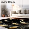 thumbnail image 2 of Flatwoven High Traffic Area Rug, Luxe Plumage with Contemporary Noir and Metallic Gold Design, Non Slip, Stain Resistant, Washable Area Rugs for Living Room, Bedroom(Black, 8X10), 2 of 8