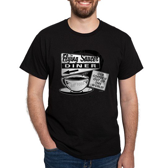 CafePress - Flying Saucer Diner Dark T Shirt - Men's Classic Cotton T-Shirts