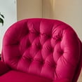 thumbnail image 6 of Velvet Swivel Accent Chair with Ottoman for Living Room Bedroom Reading Room, Cozy Lounge Armchair Fluffy Round Tufted Back Adult Gifts for Small Room Lazy Relax Read TV Chair,Red, 6 of 9