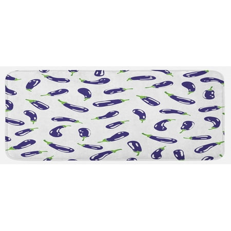 

Eggplant Kitchen Mat Fresh Eggplants on White Surface Delicious Dishes Eco Food Health and Well Being Plush Decorative Kitchen Mat with Non Slip Backing 47 X 19 Purple White by Ambesonne