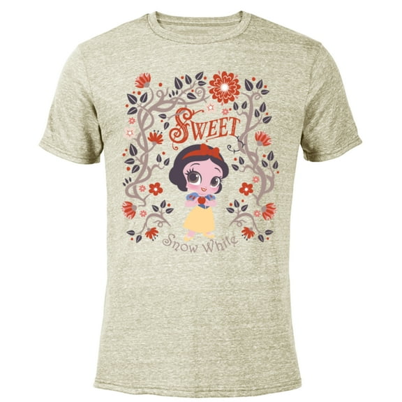 Disney Princess Sweet Snow White Chibi - Short Sleeve Blended T-Shirt for Adults - Customized-Yellow