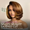 thumbnail image 2 of LUVME 10" Limited Design Toffee Brown Mix Blonde Layered Cut Glueless 5x5 Closure Lace Bob Wig for Women, 2 of 8