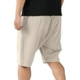 thumbnail image 4 of Ndbuld Mens Golf Shorts 7 Inch Inseam Men's Linen Solid Color Shorts Summer Fashion Outdoor Shorts Daily Breathable Straight Leg Shorts on Clearance Beige M, 4 of 6