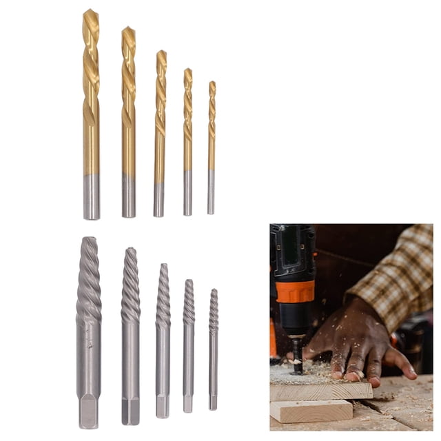 Screw Extractor, Durable Easy Carry Corrosion Resistance Spiral Flute Extractor 10PCS Convenient Storage for Removing Broken