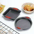 thumbnail image 5 of 5-Piece Non-Stick Baking Pan Set - Carbon Steel with Black Coating, Red Handles - Includes Cake, Bread & Cookie Pans - Oven Safe for Even Heating, 5 of 6