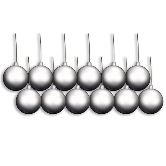 Queens of Christmas ORN-BLKM-60-SLV-12PK Boule Mate 2.5 Po. avec Fil & Revêtement UV, Argent - Lot de 12