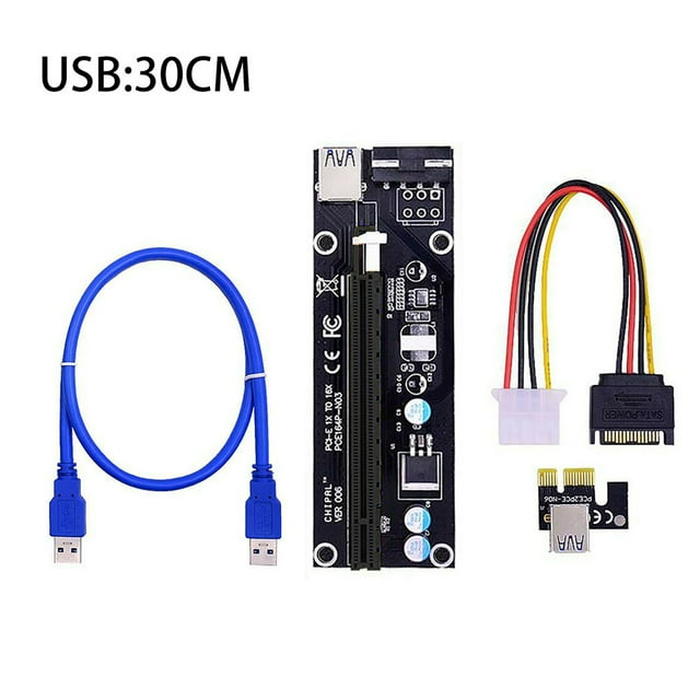 kurtrusly PCI-E Riser Board 1x to 16x Adapter Card PCI-E Graphic Card Riser Card with 4pin Power Socket PCI-E Riser Board for Mining Black 30CM 1Set