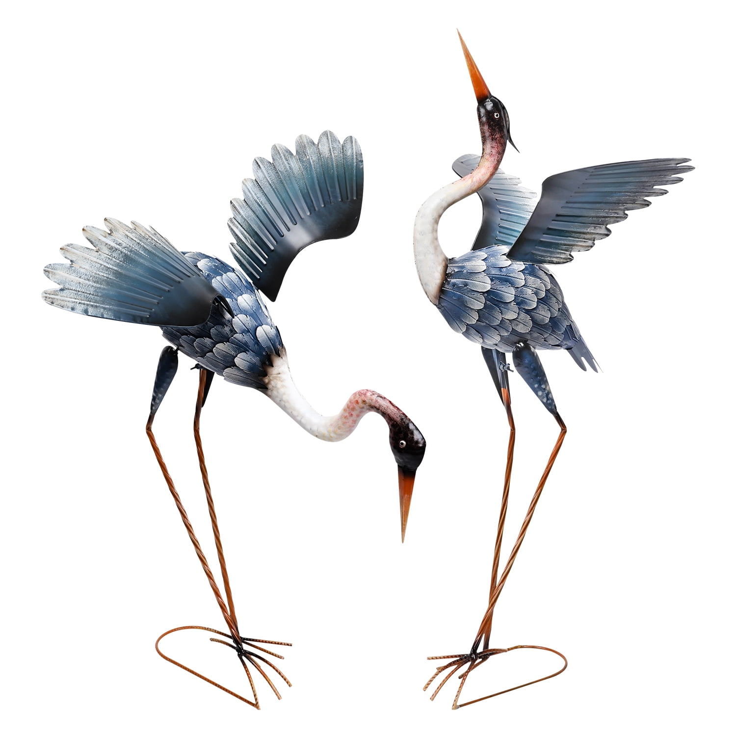 Crane Sculptures & Statues Decor,Coastal Metal Cranes Decoy for Outdoor Outside Yard Art Patio Pond Pool Lawn Decorations,Housewarming Gift