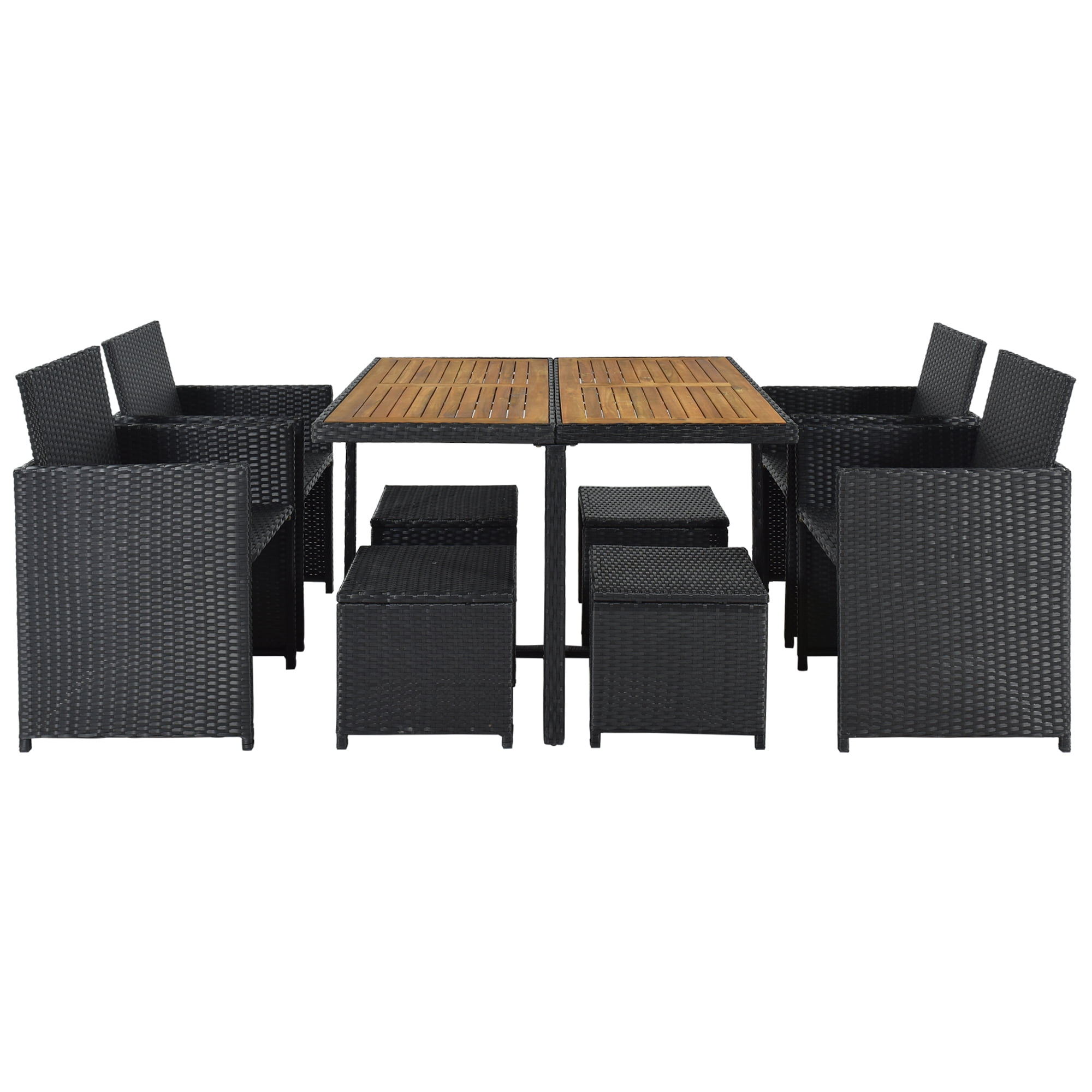 5 Piece Outdoor Dining Set, Patio Furniture Set with 4 Armrest Chairs and Steel Slat Table, All-Weather Conversation Set for Patio, Backyard, Deck, Poolside - Brown