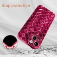 thumbnail image 3 of Compatible with iPhone 13 Case-6.1 Inch, Fashion 3D Woven Pattern Plating Phone Case, Grid Printed case for Women Girls Soft Silicone Shockproof Camera Protective Back Cover-Hot Pink, 3 of 15