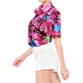thumbnail image 3 of HAPPY BAY Hawaiian Shirts Womens Funky Vacation Button up Summer Beach Party Blouse Short Sleeve Tropical Shirts for Women XL Evening Surf, Autumn Pink, 3 of 5