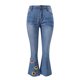 thumbnail image 5 of Pantalones vaqueros con flecos y cremallera informales con bolsillos de mezclilla con estampado de girasol a la moda para mujer Fridja  hfkajh103166, 5 of 7
