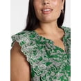 thumbnail image 4 of Terra & Sky Women's Plus Sleeveless Eyelet Ruffled Trim Cotton Tank Top, Sizes 0X-5X, 4 of 5