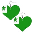 thumbnail image 6 of Leather Heart Earrings Dangle For Women Flag Of Esperanto Love Earrings Drop For Women, 6 of 6