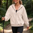 thumbnail image 4 of TEAJOPSUU Women's Full Zip Hoodies Loose Fit Drawstring Hooded Sweatshirts with Kangaroo Pocket Drop Shoulder Casual Hoodies for Everyday Gym Khaki, 4 of 6