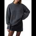 thumbnail image 2 of Suéter de Mujer, Cuello Redondo, Larga, Holgado, Tejido Suave, Dobladillo Acanalado, para Otoño e Invierno. Gris Oscuro Talla Única, 2 of 10