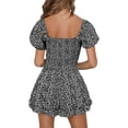thumbnail image 5 of Summer Squareneck Women Shirred Smocked Short Wide Leg Romper Jumpsuit, 5 of 6