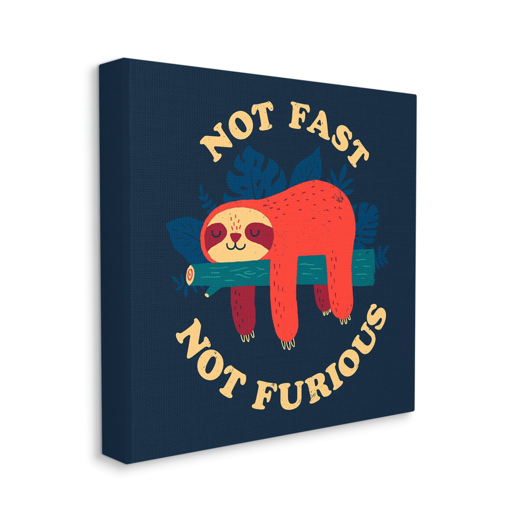 Stupell Industries Not Fast Furious Sleepy Orange Sloth Perched Branch Canvas Wall Art, 24 x 24, Design by Michael Buxton