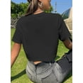 thumbnail image 4 of Hat and Beyond Womens Active Lifestyle High Waisted Short Sleeve Yoga Dance Tee Shirt, 4 of 7