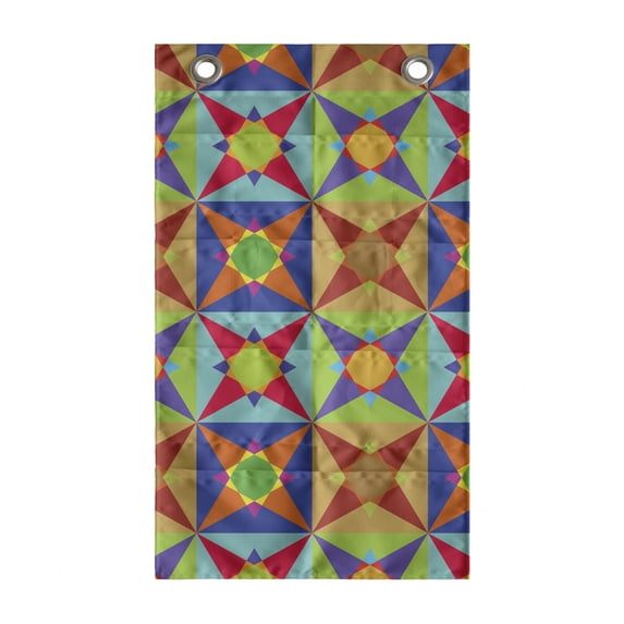 Modern Hanging Pocket Organizer, Colorful Design of Quirky Shapes and Geometric Formation Circles and Triangles, Printed Polyester Storage Bag with Pockets, 21" x 31", Multicolor