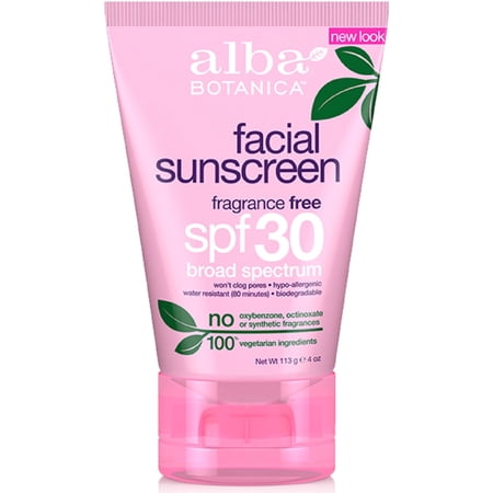 Alba Botanica Facial Sunscreen SPF 30 4 oz (Pack of 3)