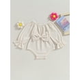 thumbnail image 2 of Cenuakty Baby Girls Waffle Romper Solid Color Long Sleeve Bow Jumpsuits for Newborn Infant Toddler Cute Clothes, 2 of 8