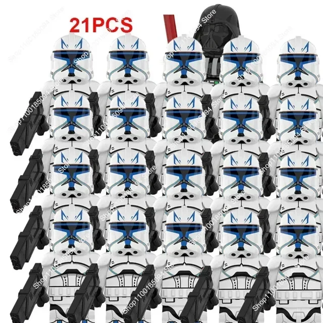 Hot Toys Star Clone 21 piezas 501st Wars Legion WM2204 Dark Troopers Bloques de construcción compatibles Brick Wars Figuras Mini juguetes
