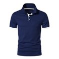 thumbnail image 2 of Sunloudy Camisa informal de negocios para hombre, blusas de oficina de manga corta con botones de cuello vuelto de patchwork de color para hombres Sunloudy  moda, 2 of 6