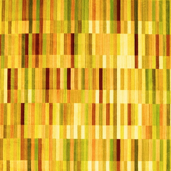 Ahgly Company Machine Washable Indoor Square Southwestern Yellow Country Area Rugs, 6' Square
