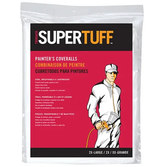 XX-Large Trimaco 9907 SuperTuff Coveralls Elastic Back & Wrists, Polypropylene