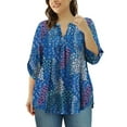thumbnail image 3 of VERABENDI Women's Plus Size Tops 3/4 Sleeve Shirts Dressy Casual Metal Buckle V-Neck Tunic Blouses,M-4XL, 3 of 11