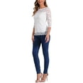 thumbnail image 2 of INSPIRE CHIC Women's Floral Lace Top 3/4 Sleeve Crew Neck Blouse XS White, 2 of 6