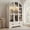 White 3 Glass Doors, variant on 75" Tall Armoire Wardrobe Closet with Glass Door & LED Sensor Light, Arched Armoire Closet with Storage Drawers & Hanging Rod, 3 Doors Clothes Organizer Display Cabinet for Bedroom
